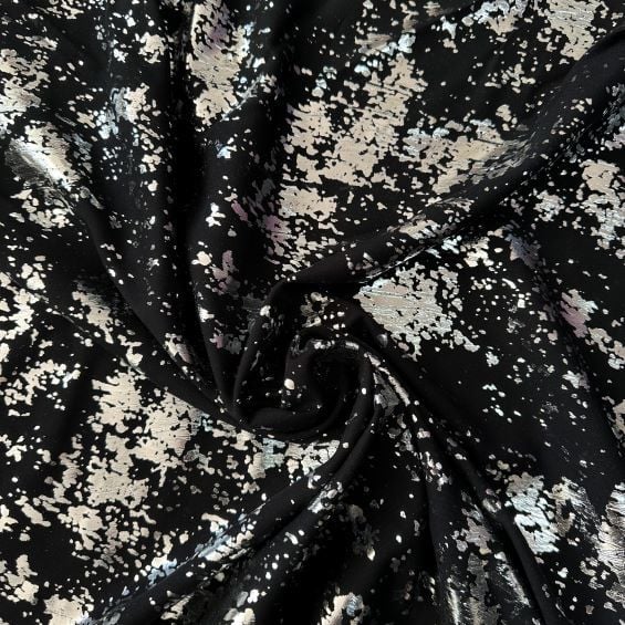 Gümüş Varaklı Viskon Kumaş