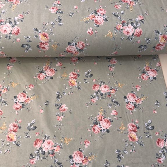 Pano Desen Poplin Kumaş Yeşil