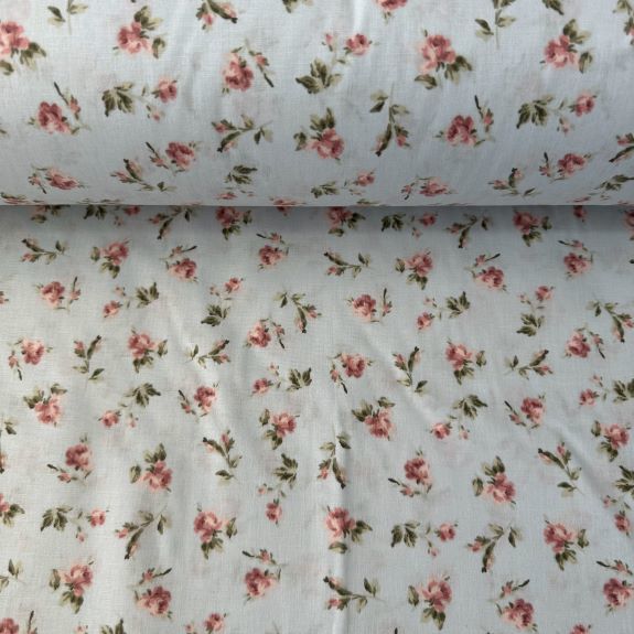 Noktalı Çiçekler Poplin Kumaş Mavi