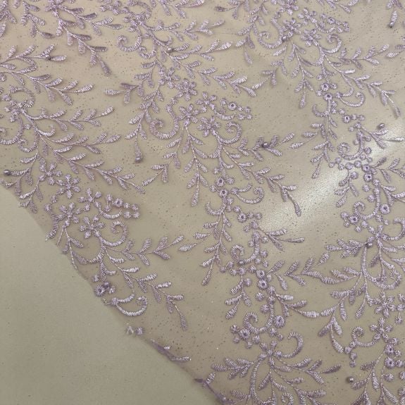Yaprak Desenli Fransız Dantel Pembe