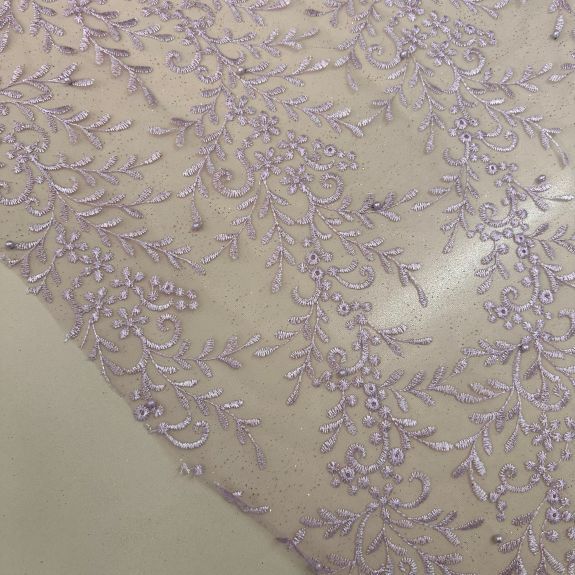 Yaprak Desenli Fransız Dantel Pembe
