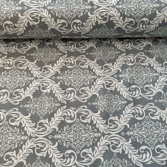 Gri Damask Desen Duck Bezi