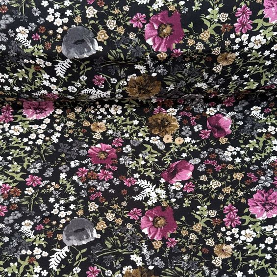 Büyük Nilüfer Tek En Viskon Kumaş Gül Kurusu