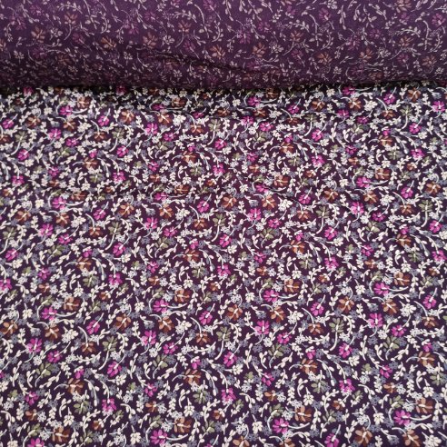 Çiçek Bahçesi Tek En Viskon Kumaş Mor