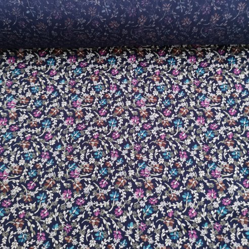 Çiçek Bahçesi Tek En Viskon Kumaş Turkuaz