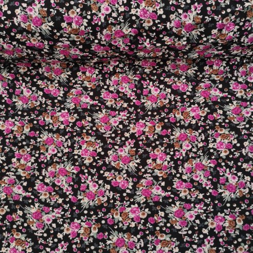 Çiçek Buketi Tek En Viskon Kumaş Pembe