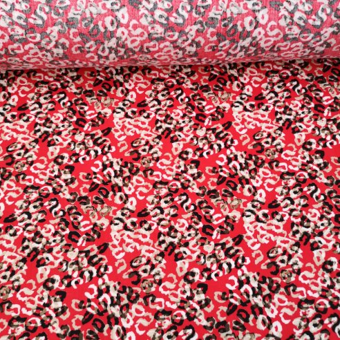 Geometrik Desenli Tek En Viskon Kumaş Kırmızı