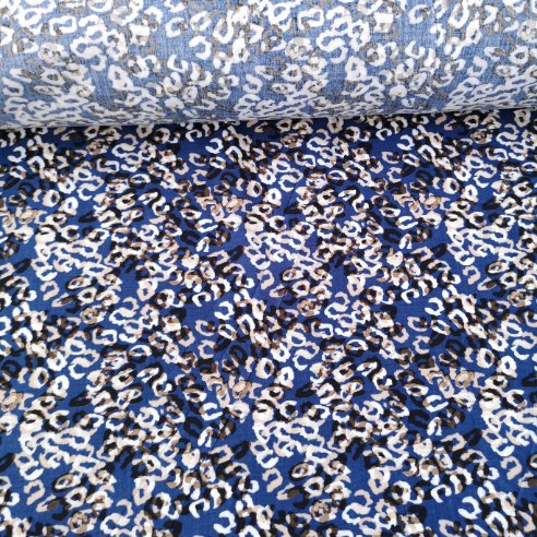 Geometrik Desenli Tek En Viskon Kumaş Mavi