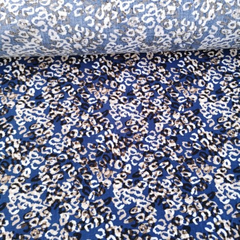 Geometrik Desenli Tek En Viskon Kumaş Mavi