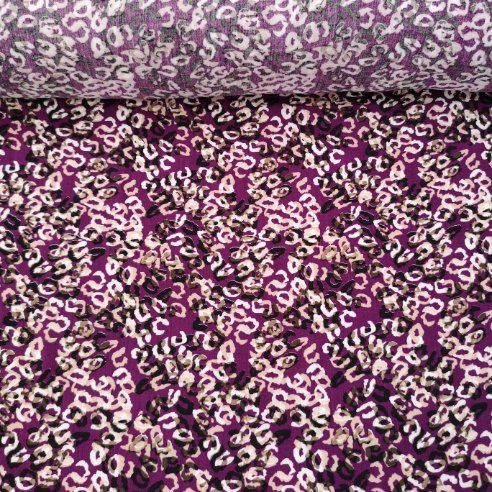 Geometrik Desenli Tek En Viskon Kumaş Mor