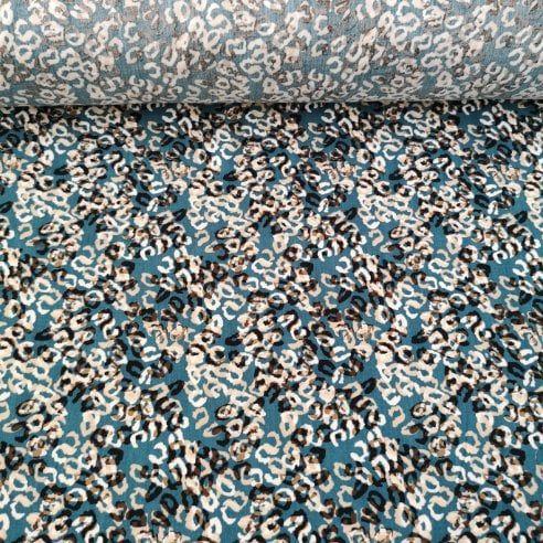 Geometrik Desenli Tek En Viskon Kumaş Yeşil