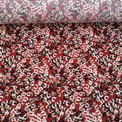 Geometrik Desenli Tek En Viskon Kumaş Kiremit