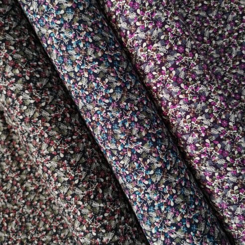 Karışık Çiçekler Ve Yapraklar Tek En Viskon Kumaş