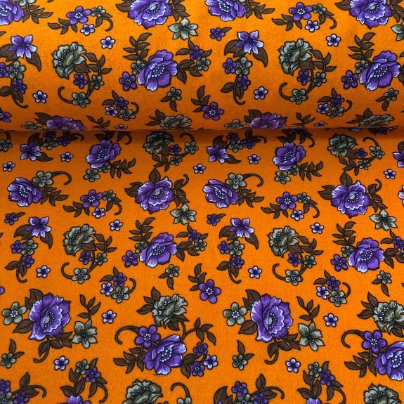 Gül Buketi Divitin-Pazen Kumaş Turuncu