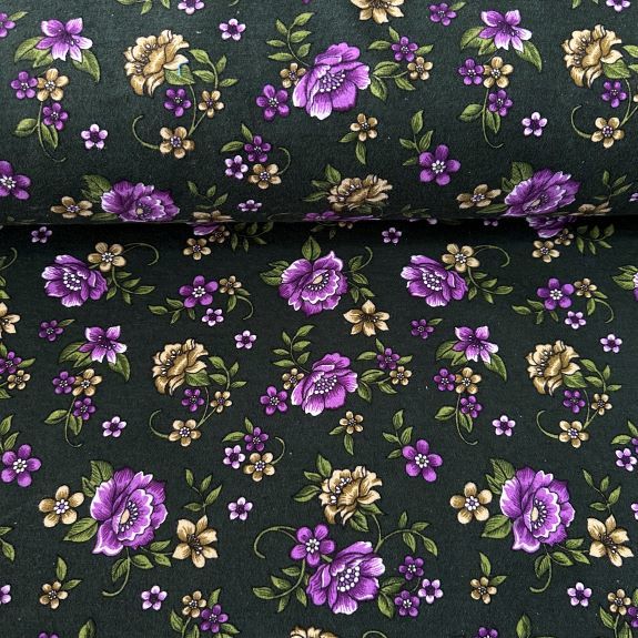 Gül Buketi Divitin-Pazen Kumaş Yeşil