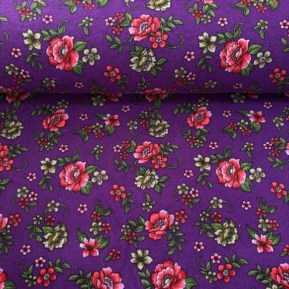 Gül Buketi Divitin-Pazen Kumaş Mor