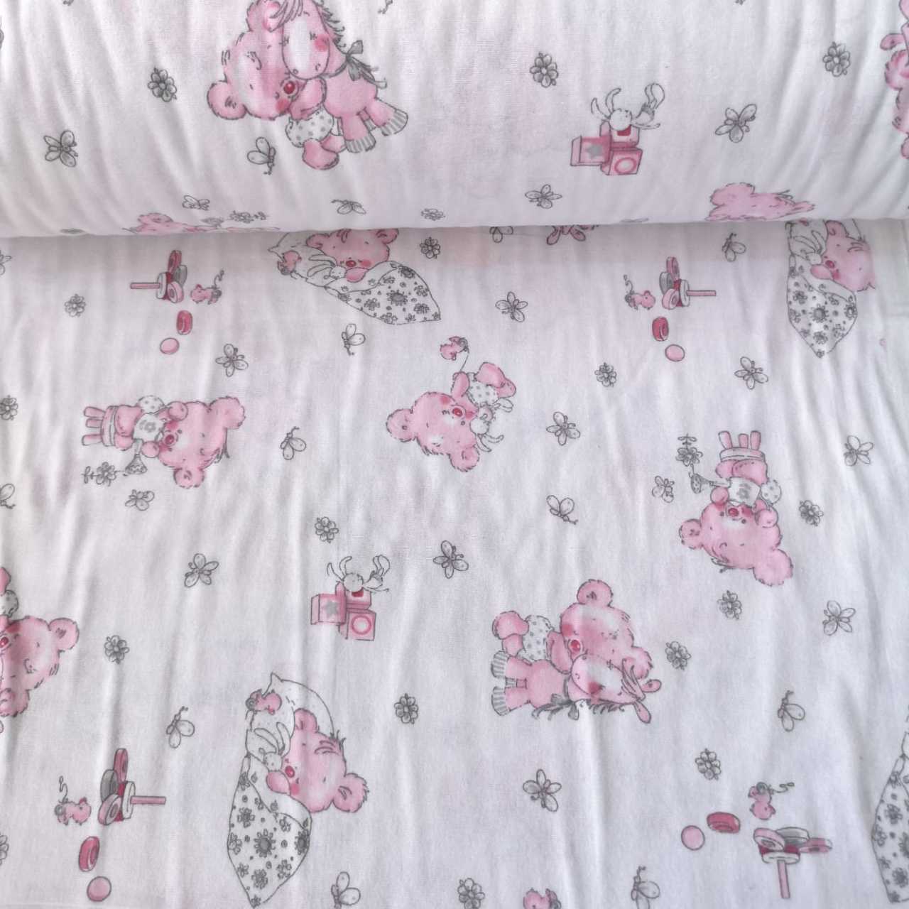 Pembe Minik Ayıcık Pazen Kumaş