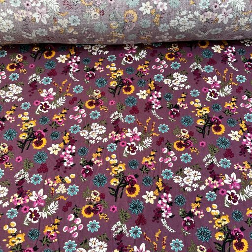 Sümbüller Tek En Viskon Kumaş Mor