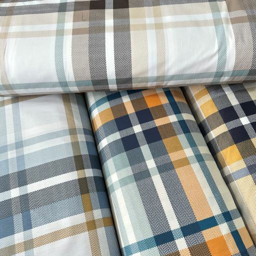 Balıksırtı Kareli Poplin Kumaş