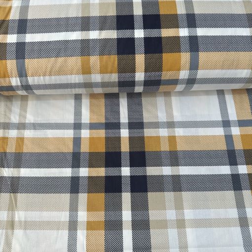 Balıksırtı Kareli Poplin Kumaş Camel