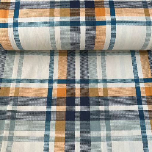 Balıksırtı Kareli Poplin Kumaş Mint