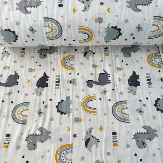 Tatlı Dinazorlar Pazen Kumaş Gri