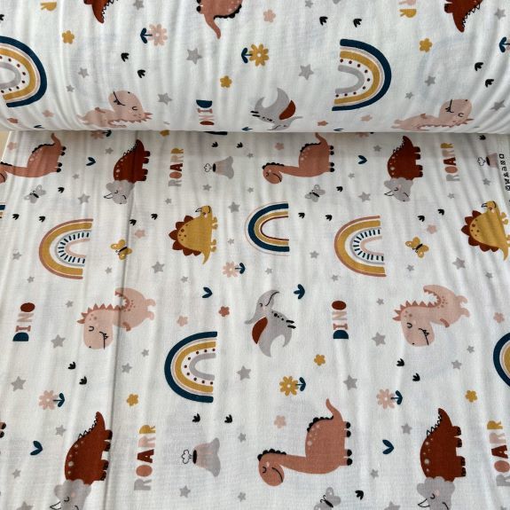 Tatlı Dinazorlar Pazen Kumaş Kahverengi