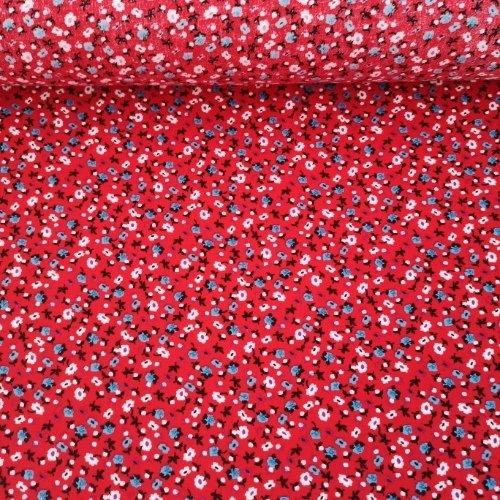 Çıtır Çiçekler Tek En Viskon Kumaş Kırmızı