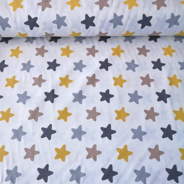 Karışık Renkli Yıldızlar Duck Bezi Sarı