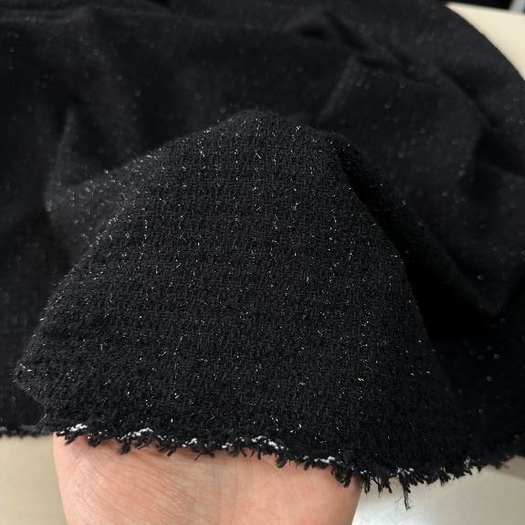 Elite Siyah Simli Şanel Kumaş