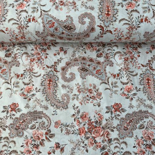 Soft Şal Deseni Poplin Kumaş Mint