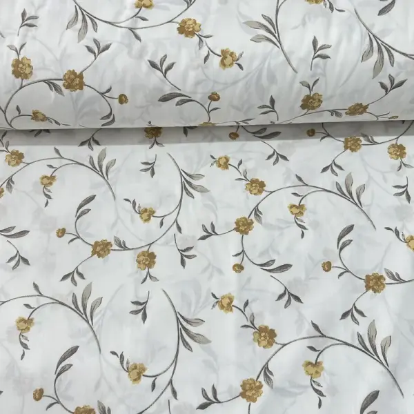 Buket Karanfiller Poplin Kumaş Hardal