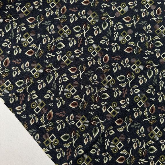 Geometrik Çiçekler Yün Angor Yeşil