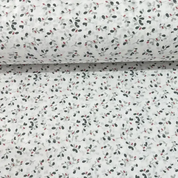 Noktalı Çiçekler Poplin Kumaş Mint