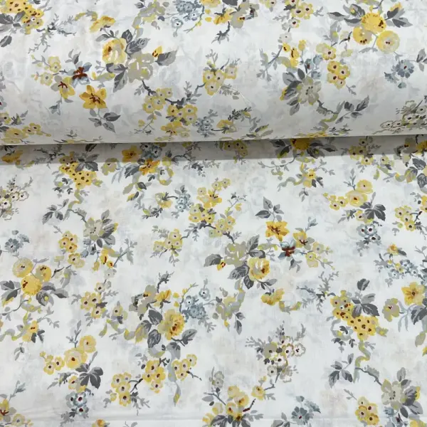 Soft Güllü Poplin Kumaş Sarı
