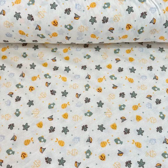 Minik Gemi Ve Balıklar Süprem Penye