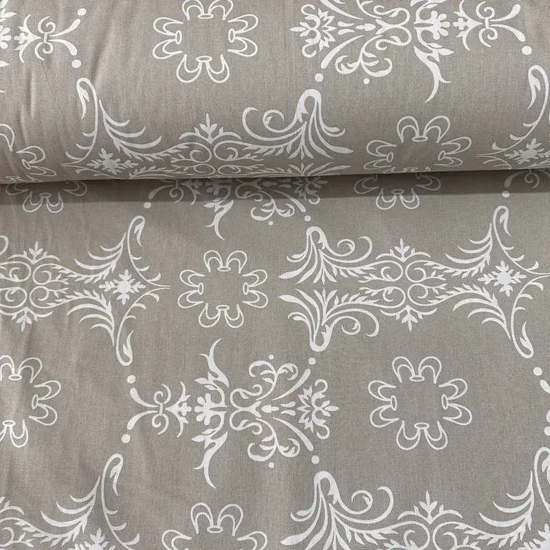 İkat Desen Poplin Kumaş Bej