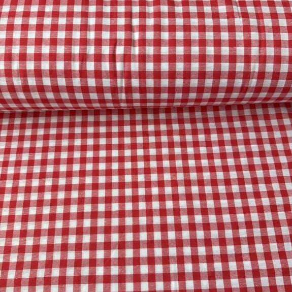 Kırmızı Kareli Zefir Kumaş
