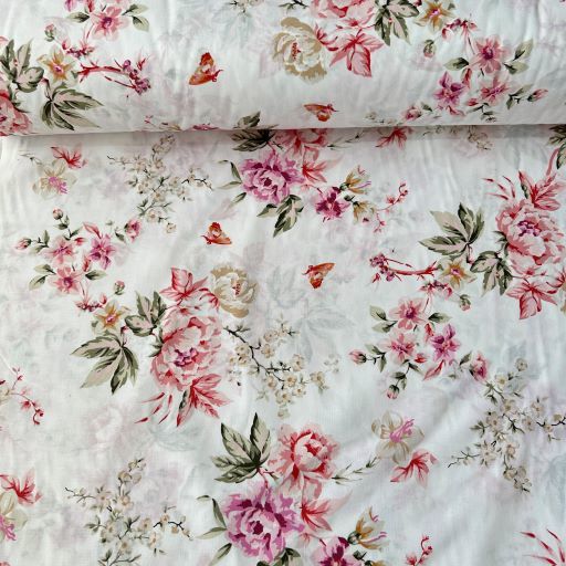 Pastel Güller Poplin Kumaş Pembe