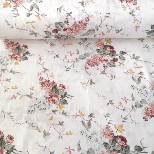 Bahar Gülleri Poplin Kumaş Gül Kurusu