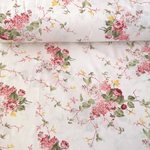 Bahar Gülleri Poplin Kumaş Kırmızı