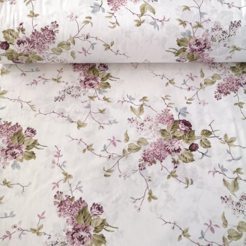 Bahar Gülleri Poplin Kumaş Mor