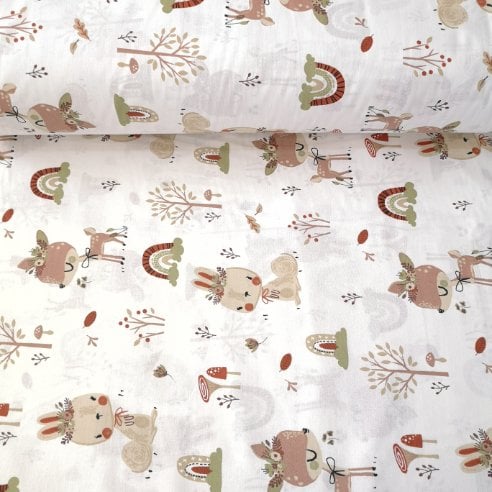 Sevimli Karacalar Poplin Kumaş Kahverengi