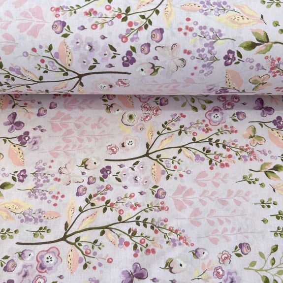 Bahar Neşesi Poplin Kumaş Lila