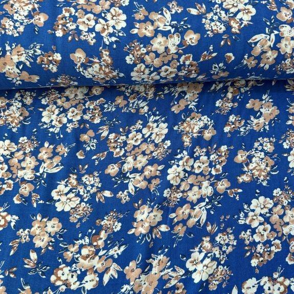 Bahar Çiçekleri Viskon Kumaş Mavi