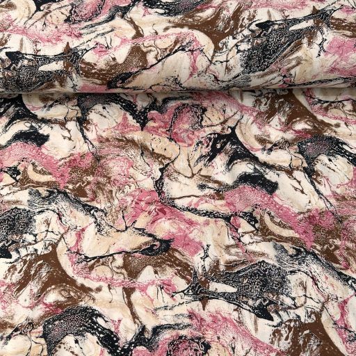 Dalgalı Batik Desen Viskon Kumaş Pembe