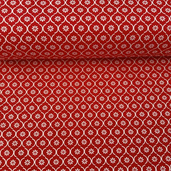 Kırmızı Kombin Desen Duck Bezi 2