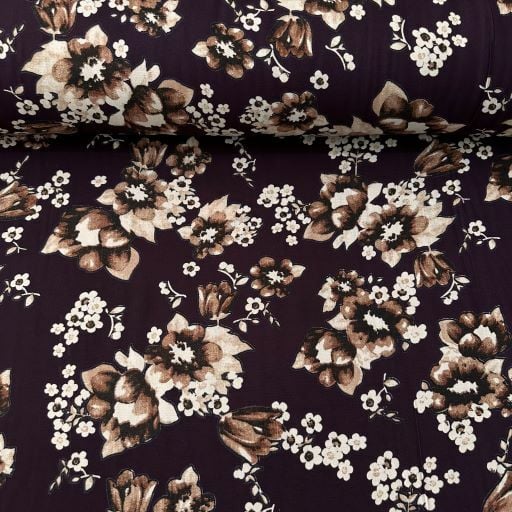 Büyük Güllü Viskon Kumaş Mor