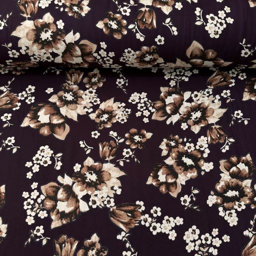 Büyük Güllü Viskon Kumaş Mor