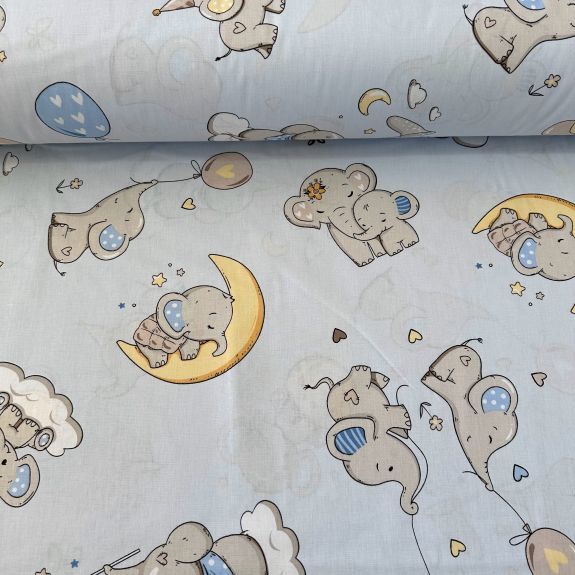 Uyuyan Filler Poplin Kumaş Mavi